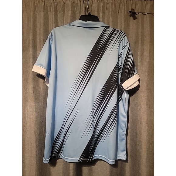 Ouku Shirt Mens XL Blue Polo Short Sleeve‎ California Black - Picture 2 of 3